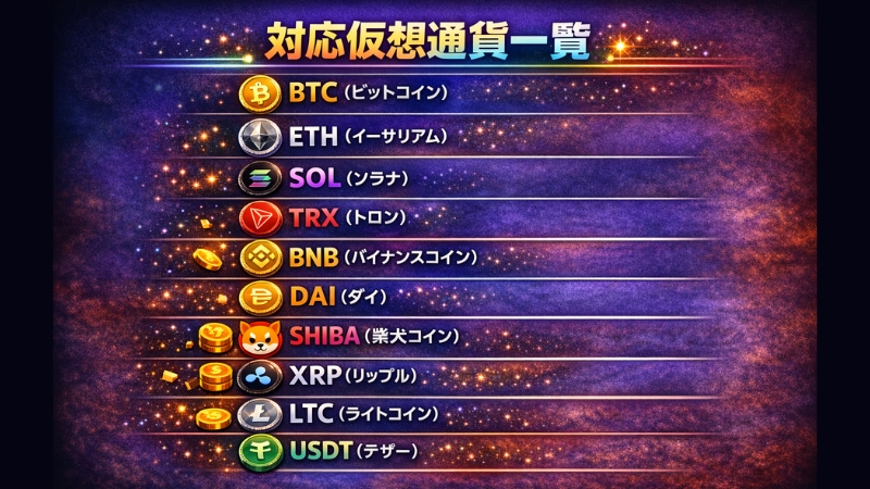ステルスベット 対応仮想通貨